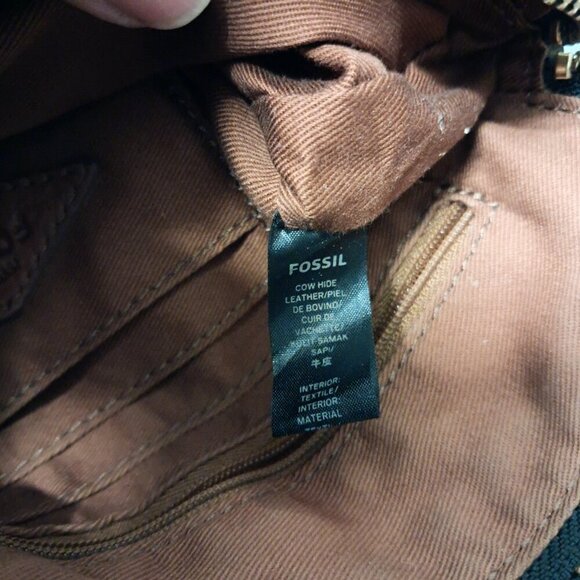 Fossil Piper Toaster Ombré Stripe Heart Leather Double Zipper Black Crossbody - Picture 12 of 16